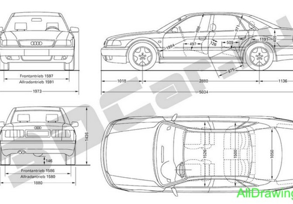 Audi A8 (Ауди А8) - чертежи (рисунки) автомобиля
